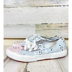 Superga Women’s 8.5 Blue Pink Bandana Mix Low Top Lace Up Canvas Sneakers